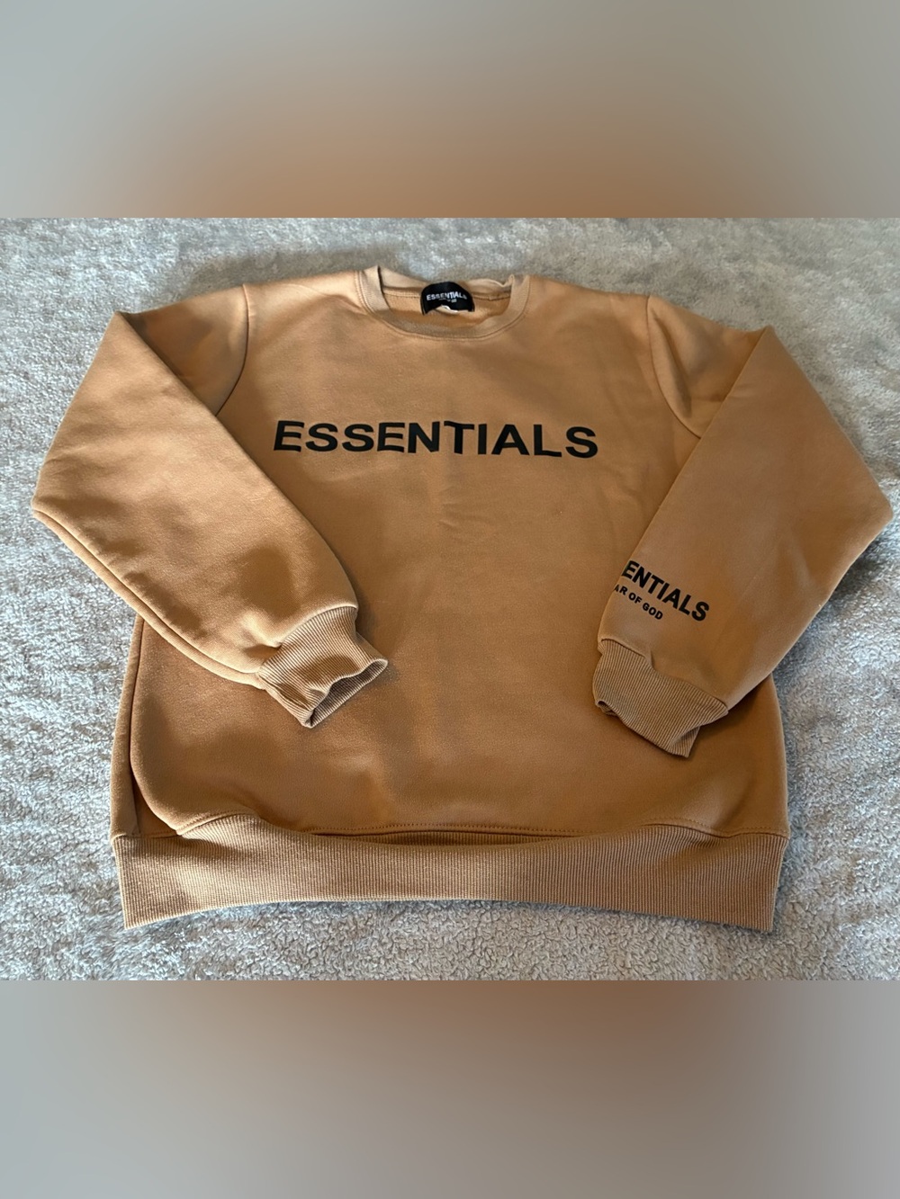 Women’s Essentials Tan Crewneck Sweatshirt with Black Logo Size Small